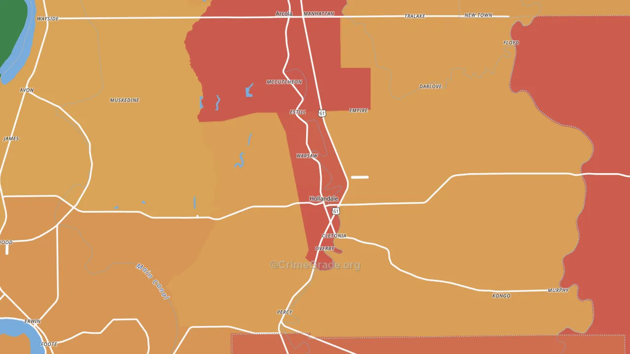 Panther Burn, MS Map of Vandalism Rates