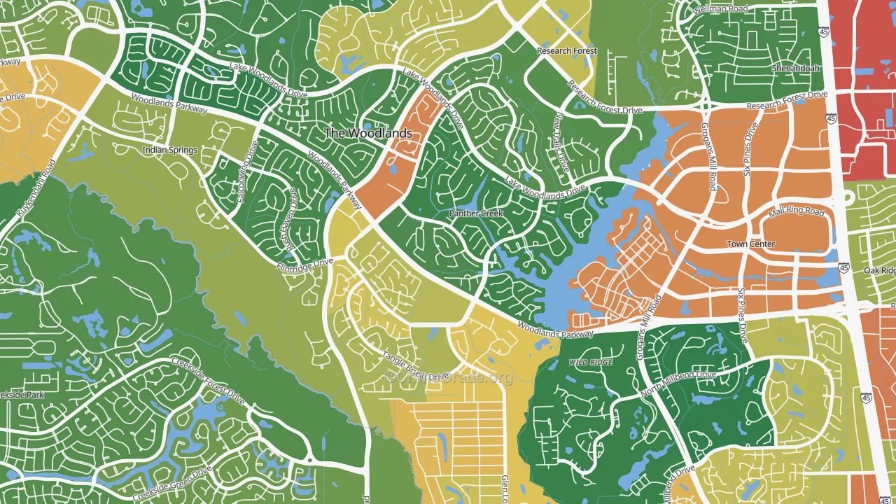 Panther Creek, The Woodlands, TX Map of Vandalism Rates