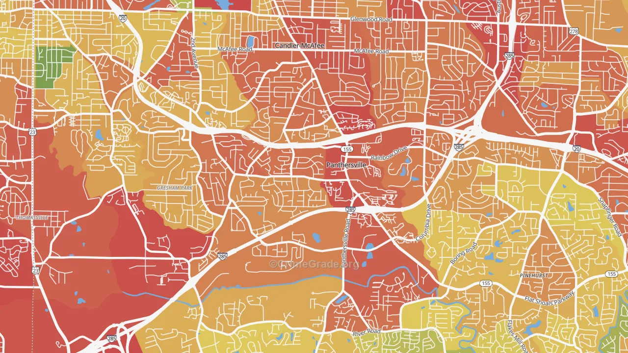 Panthersville, GA Map of Vandalism Rates