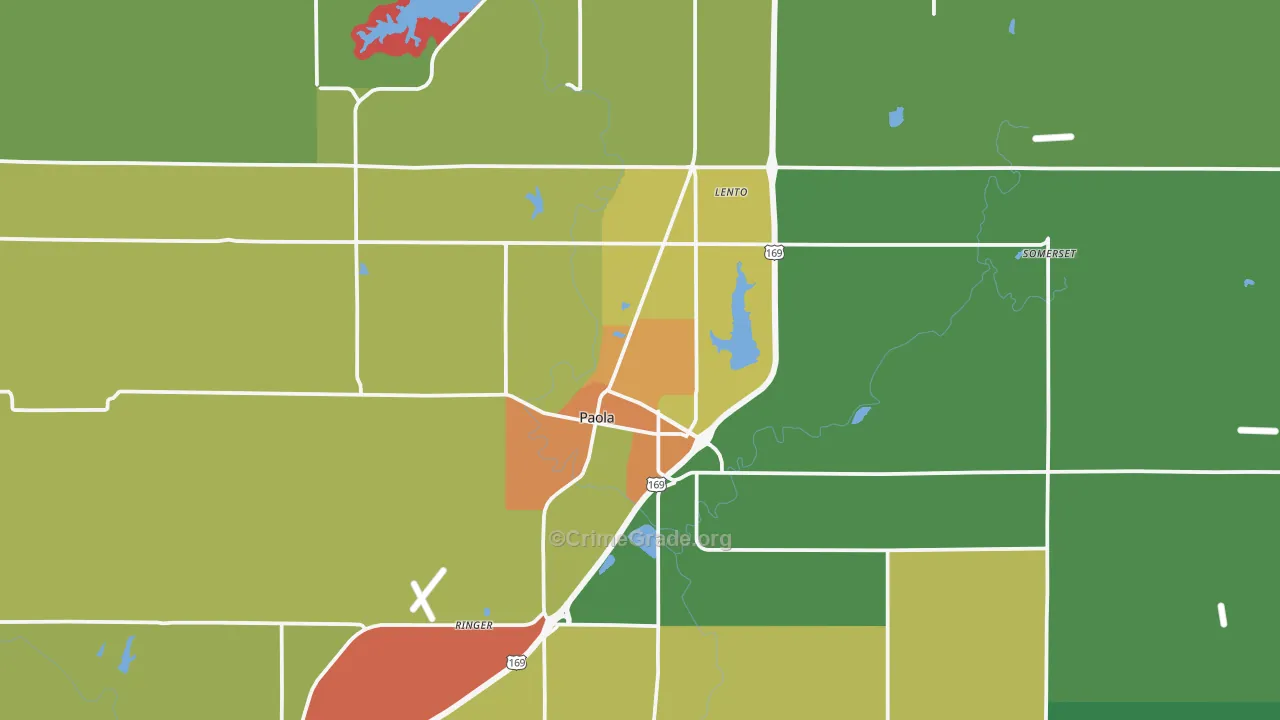 Paola, KS Map of Vandalism Rates