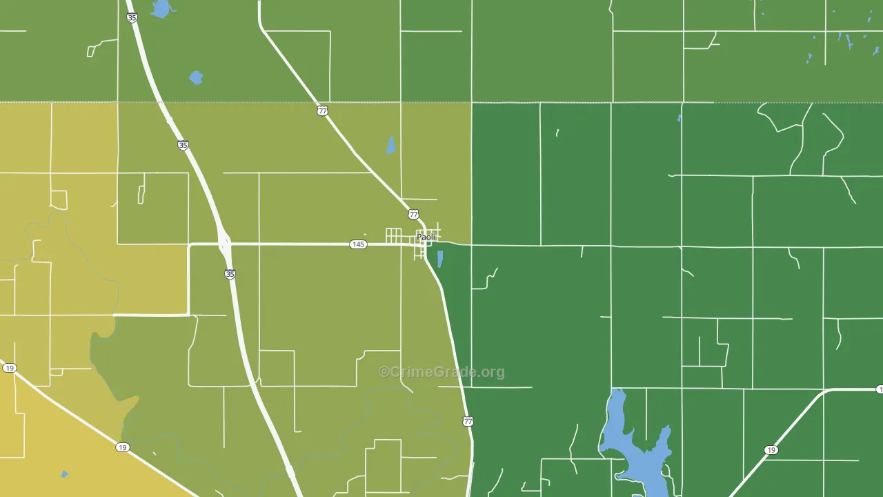 Paoli, OK Map of Vandalism Rates