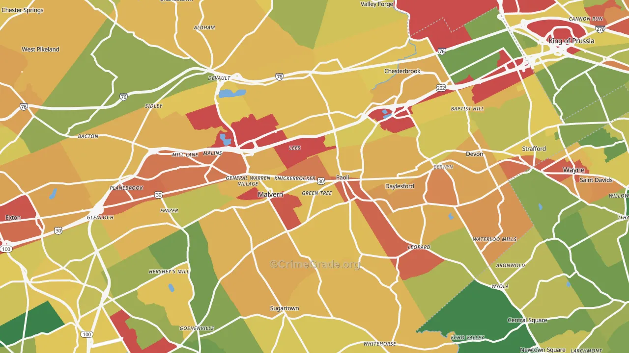 Paoli, PA Map of Vandalism Rates
