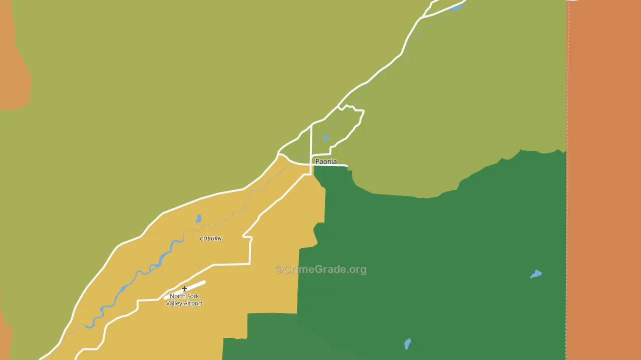 Paonia, CO Map of Vandalism Rates