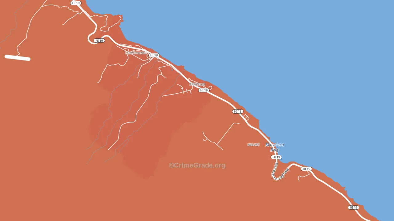 Papaaloa, HI Map of Vandalism Rates