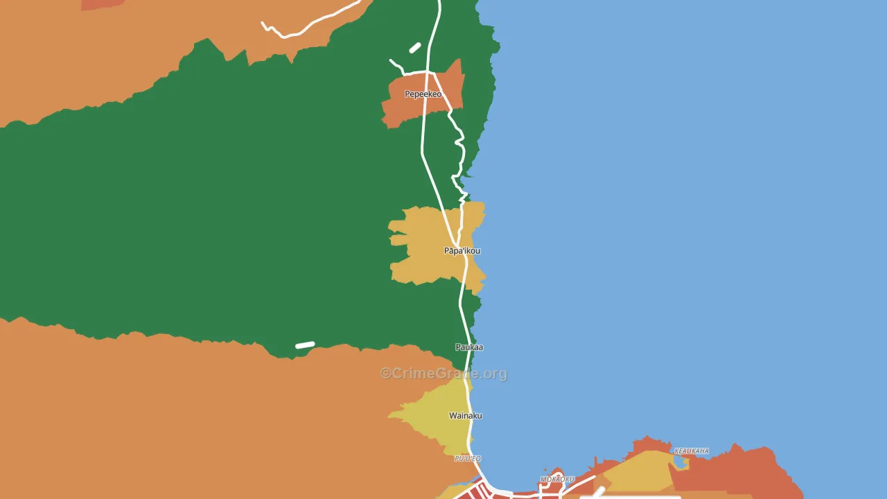Papaikou, HI Map of Vandalism Rates