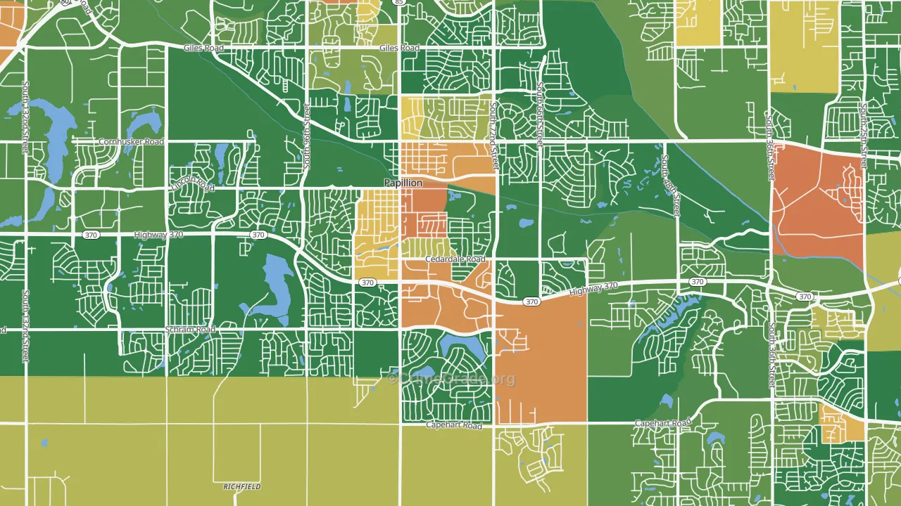 Papillion, NE Map of Vandalism Rates