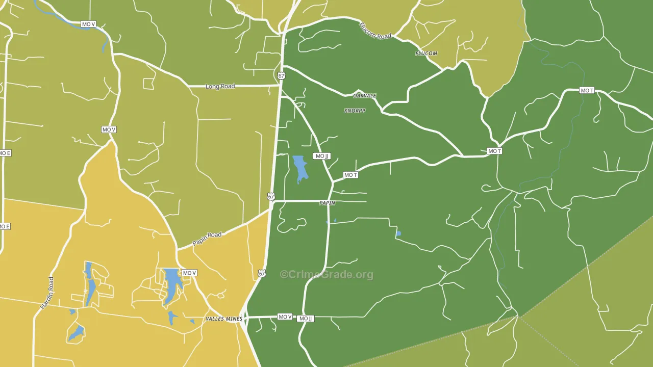 Papin, MO Map of Vandalism Rates
