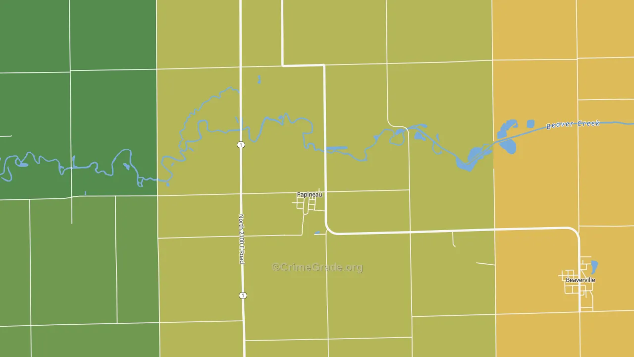 Papineau, IL Map of Vandalism Rates