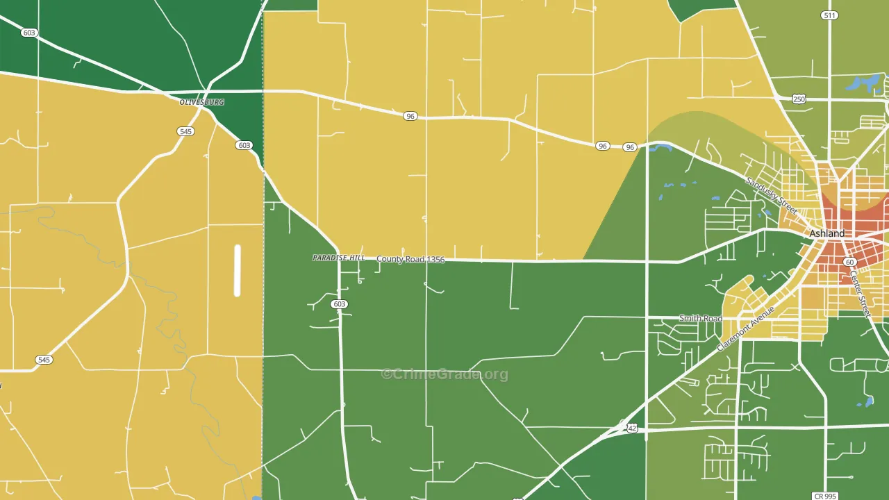 Paradise Hill, OH Map of Vandalism Rates