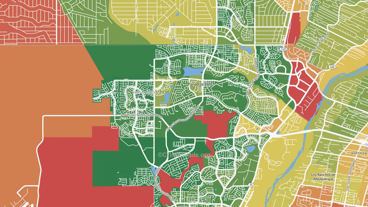 Paradise Hills, NM Map of Vandalism Rates