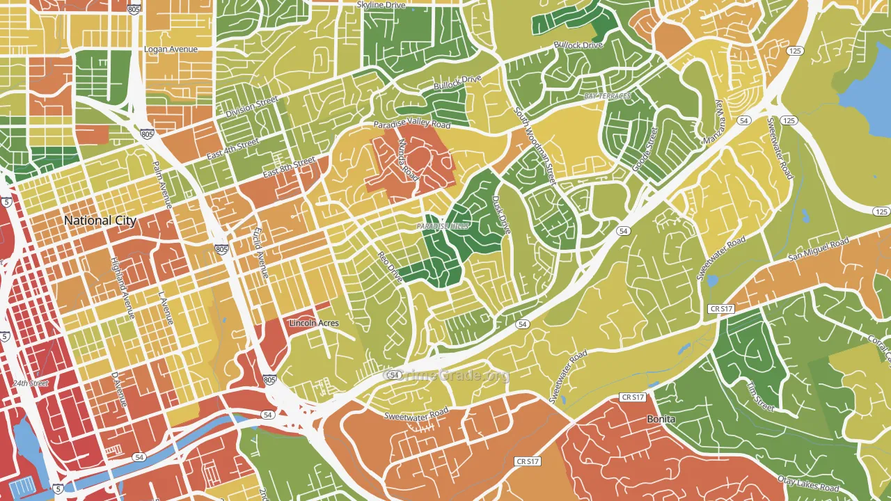 Paradise Hills, San Diego, CA Map of Vandalism Rates