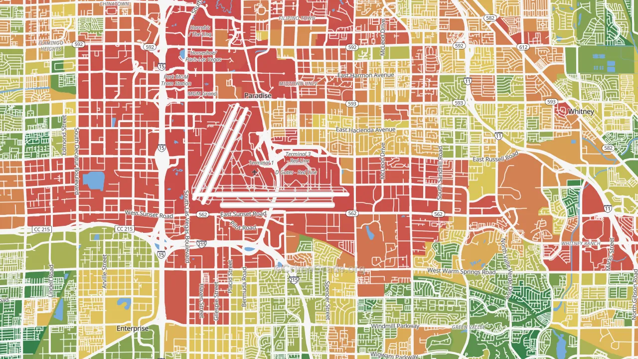 Paradise, Las Vegas, NV Map of Vandalism Rates