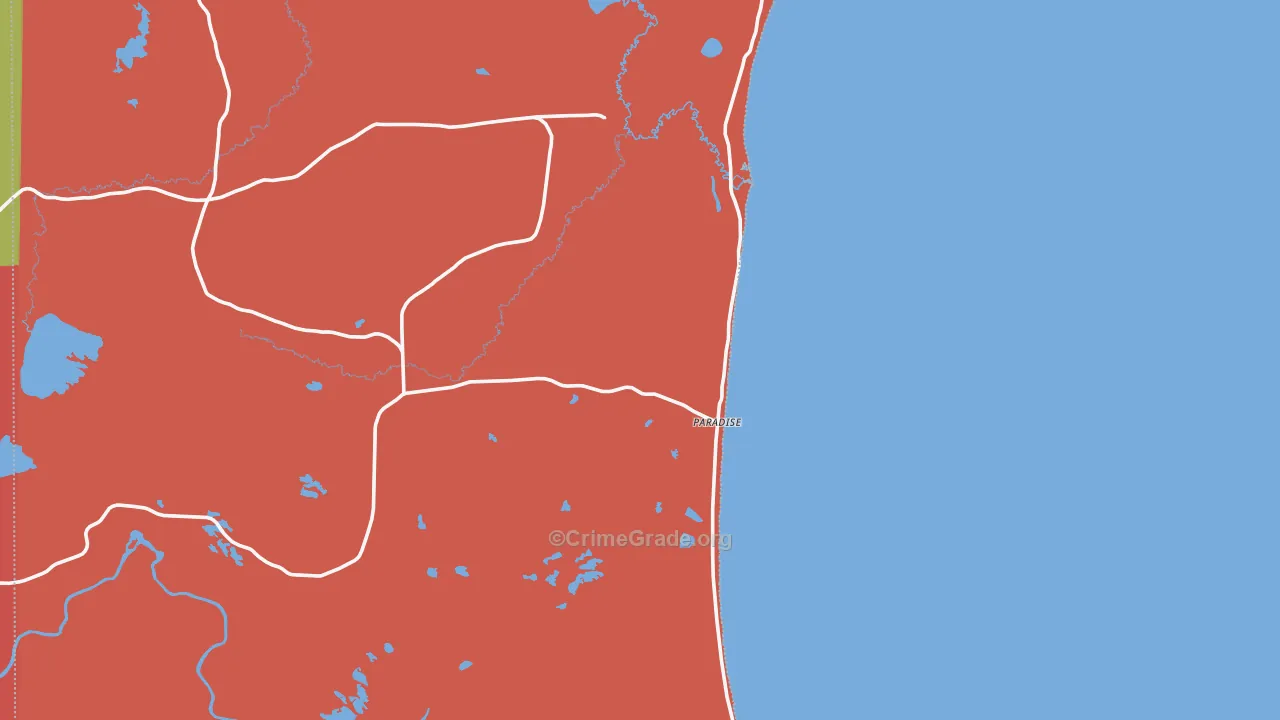 Paradise, MI Map of Vandalism Rates