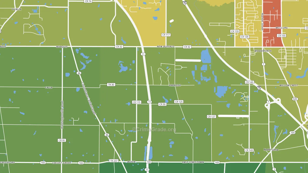 Paradise, OH Map of Vandalism Rates