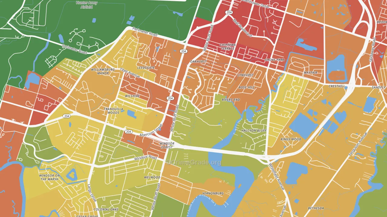 Paradise Park, Savannah, GA Map of Vandalism Rates