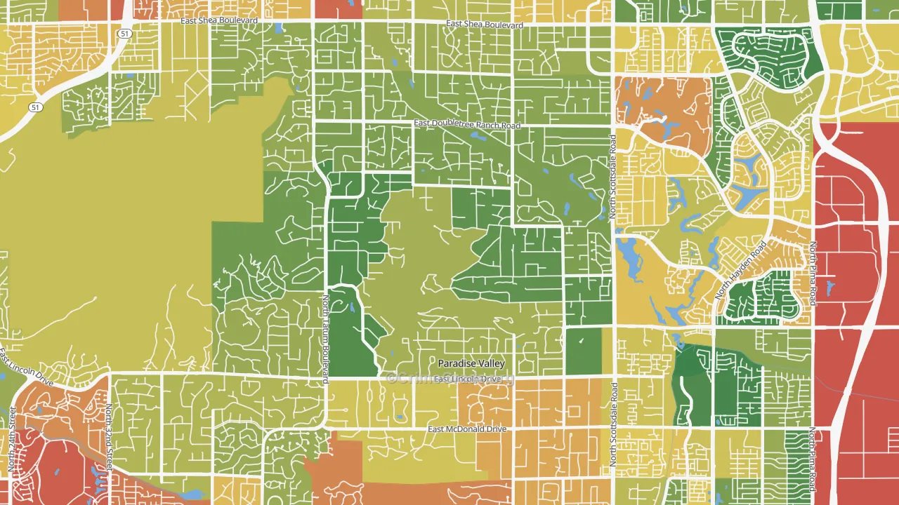 Paradise Valley, AZ Map of Vandalism Rates