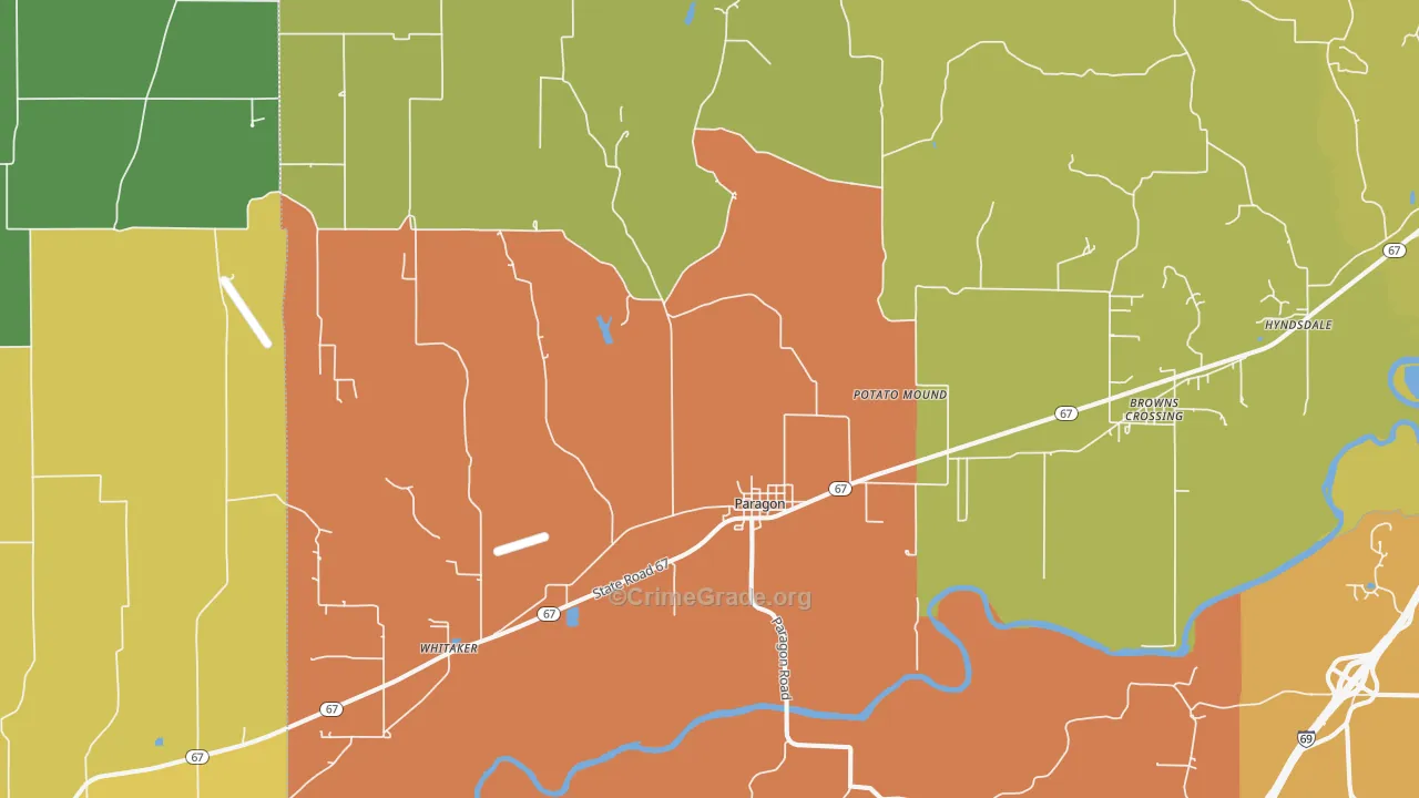 Paragon, IN Map of Vandalism Rates