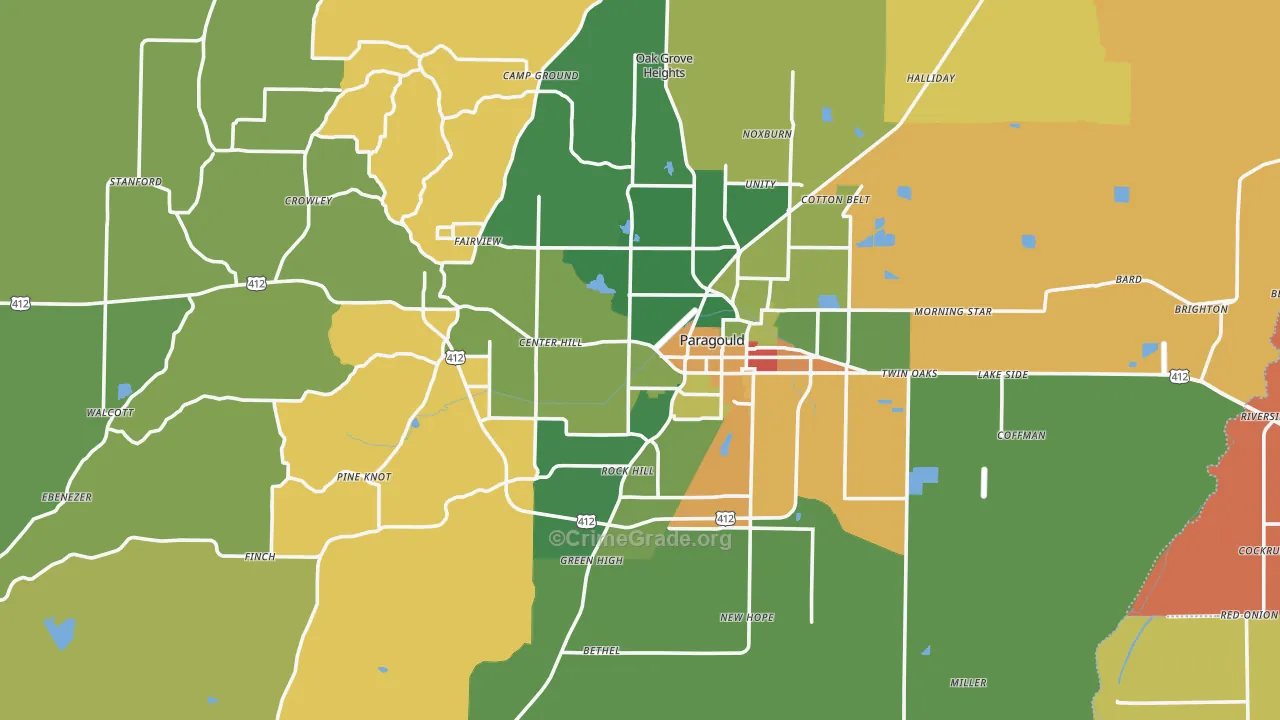 Paragould, AR Map of Vandalism Rates