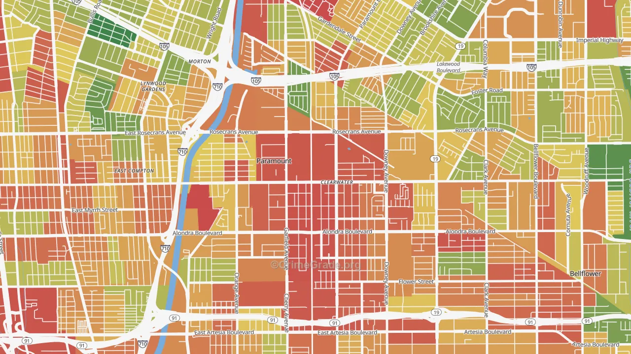 Paramount, CA Map of Vandalism Rates