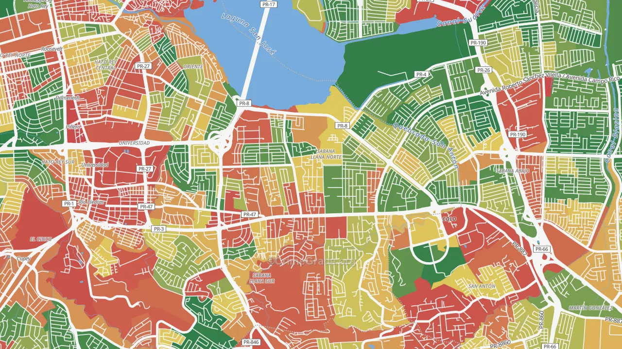 Parcelas Falu, San Juan, PR Map of Vandalism Rates