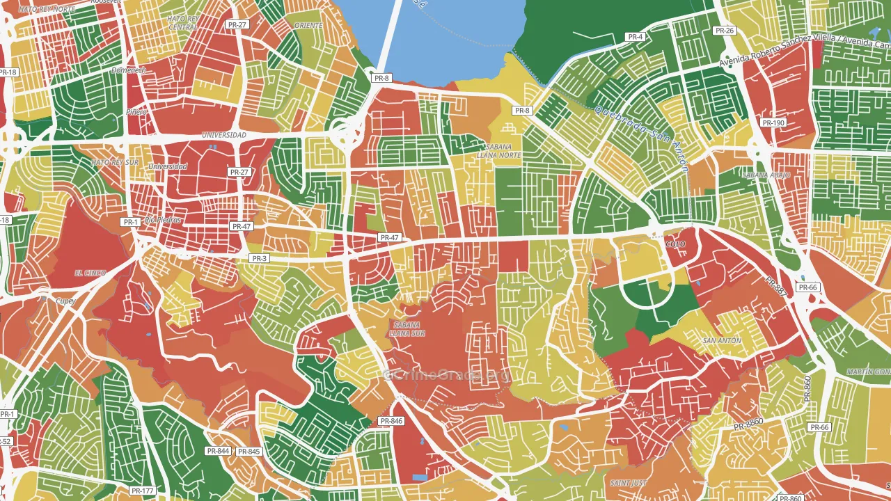 Parcelas Hill Brothers, San Juan, PR Map of Vandalism Rates