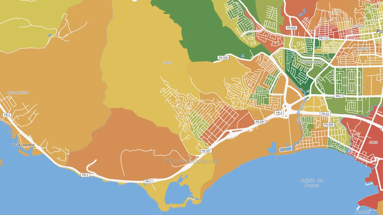 Parcelas Nueva Vida, Ponce, PR Map of Vandalism Rates