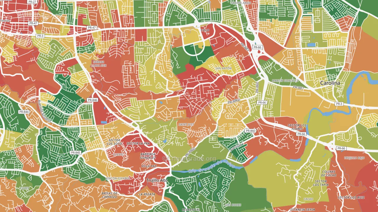 Parcelas Saint Just, Trujillo Alto, PR Map of Vandalism Rates