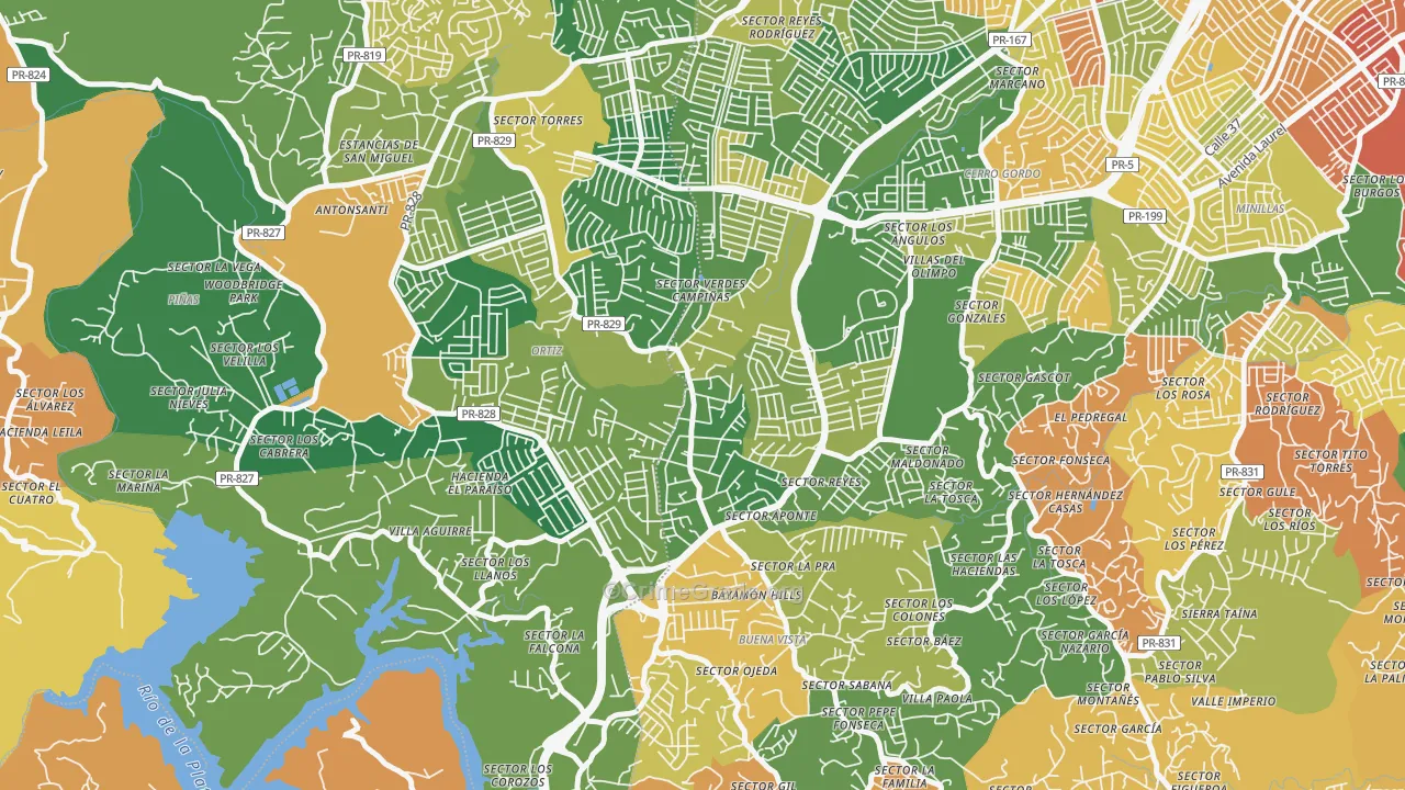 Parcelas van Scoy, Bayamon, PR Map of Vandalism Rates