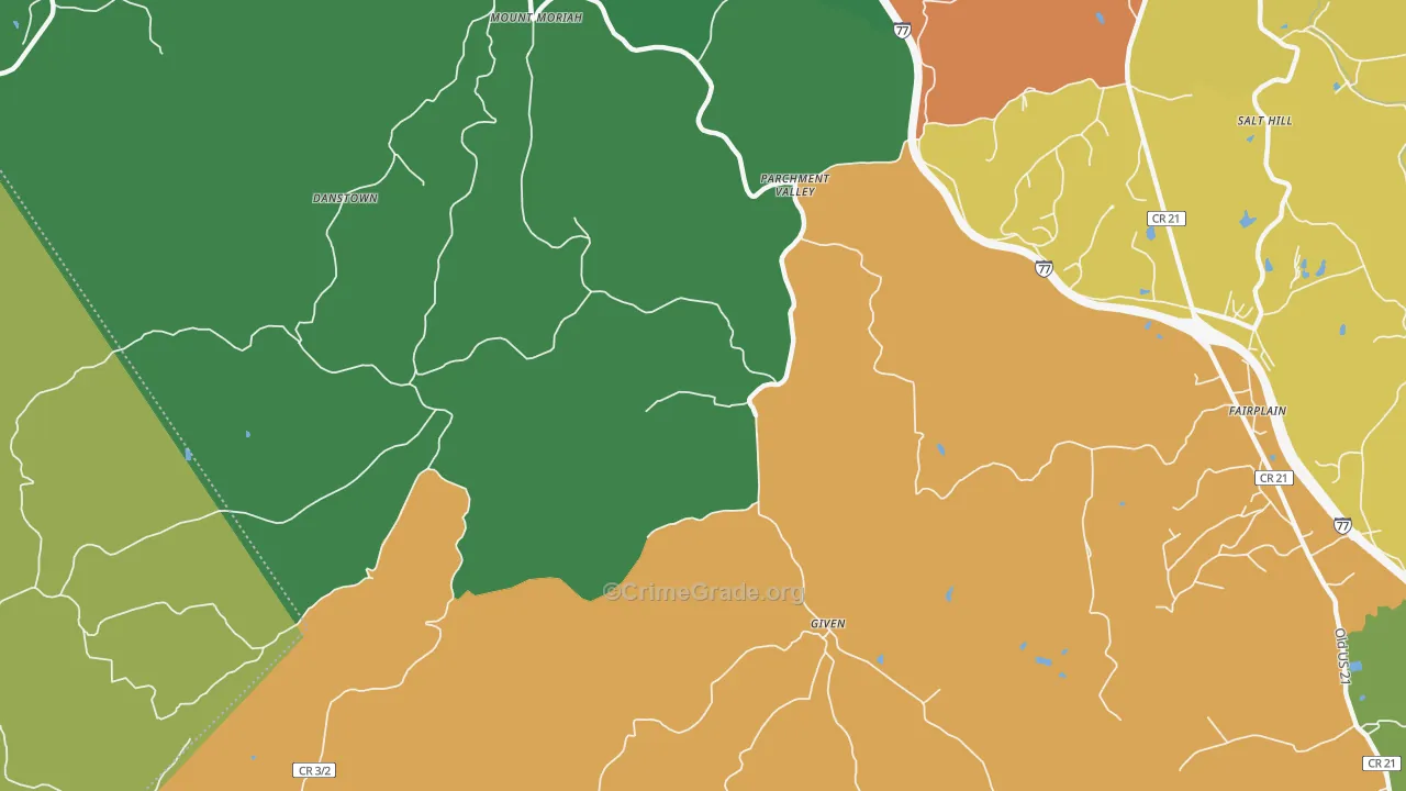 Parchment Valley, WV Map of Vandalism Rates