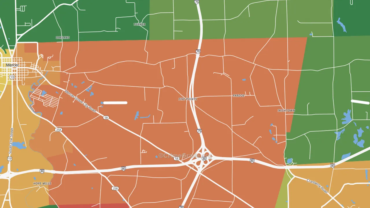 Pardoe, PA Map of Vandalism Rates
