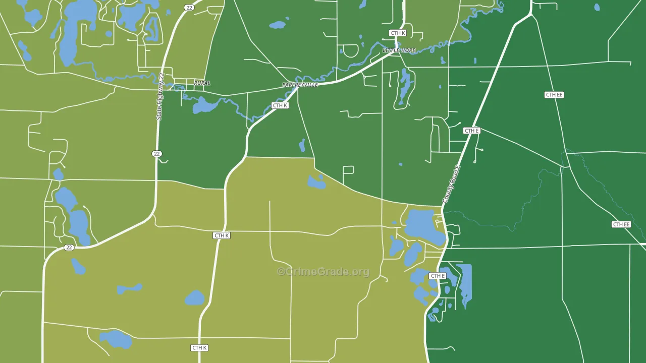 Parfreyville, WI Map of Vandalism Rates