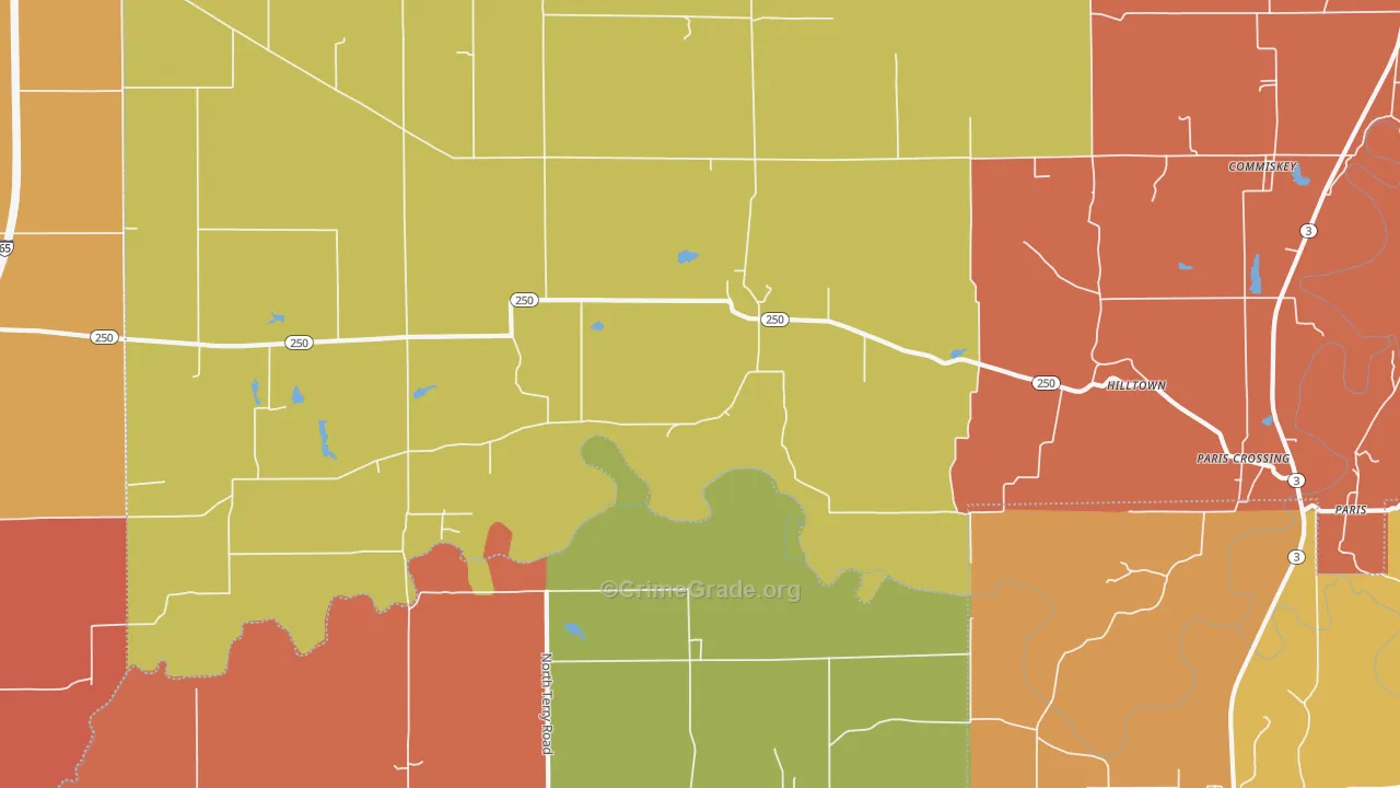 Paris Crossing, IN Map of Vandalism Rates