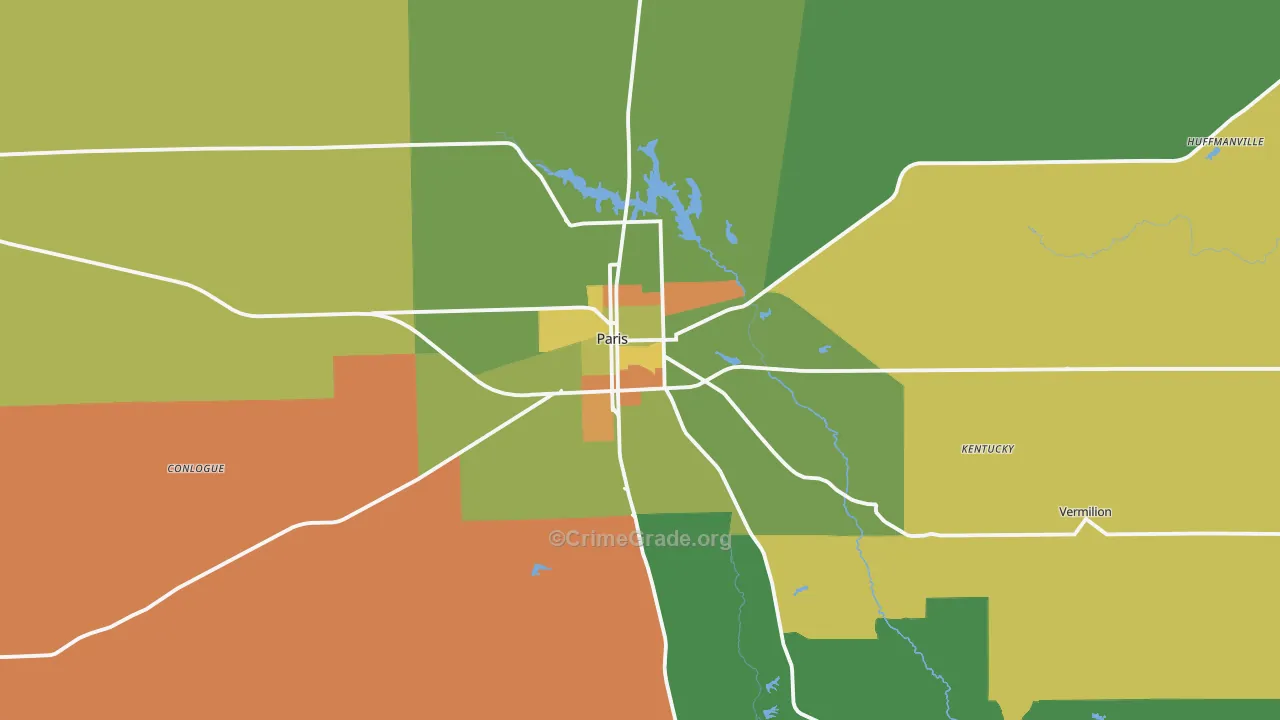 Paris, IL Map of Vandalism Rates
