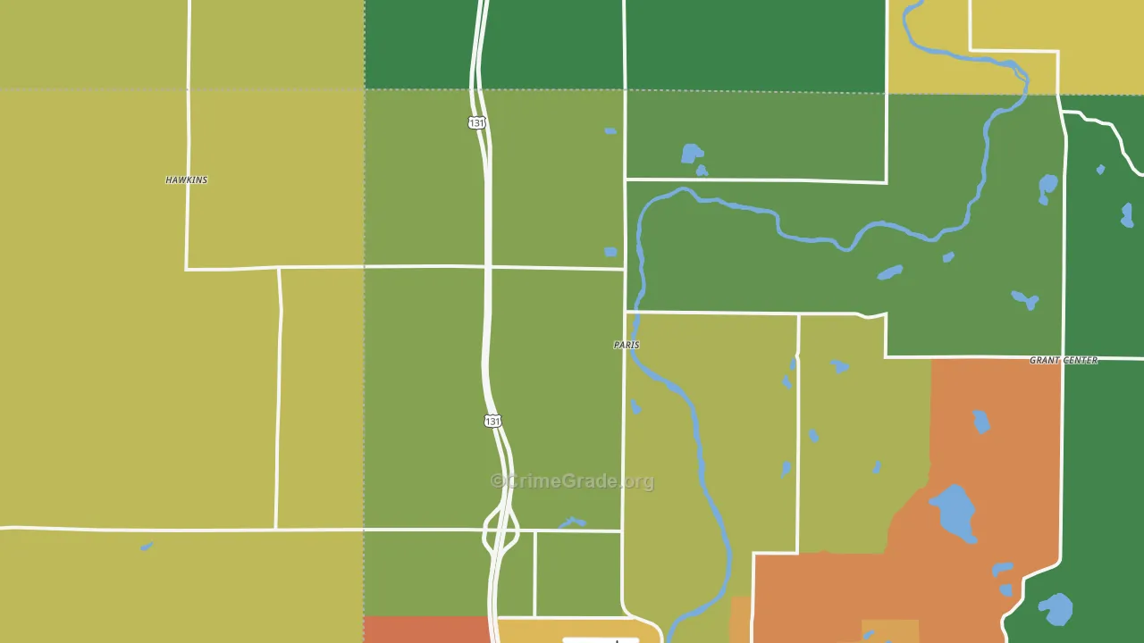 Paris, MI Map of Vandalism Rates