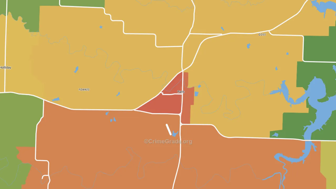 Paris, MO Map of Vandalism Rates