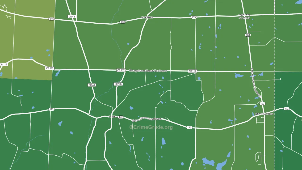 Paris, OH Map of Vandalism Rates