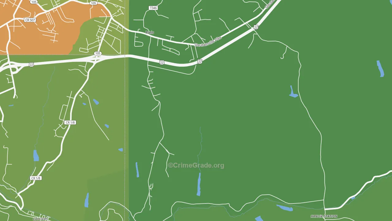 Paris, PA Map of Vandalism Rates