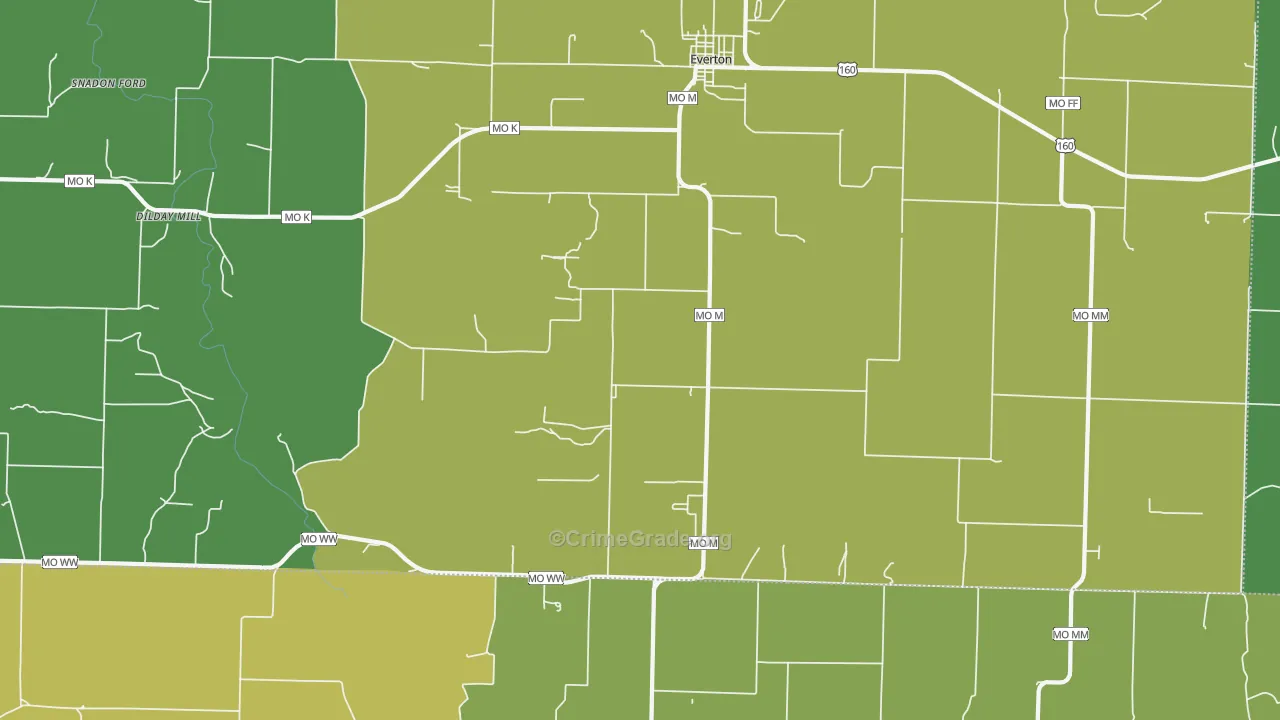 Paris Springs, MO Map of Vandalism Rates
