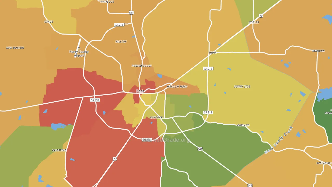 Paris, TN Map of Vandalism Rates