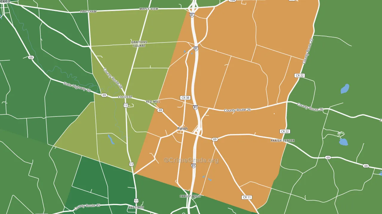 Parish, NY Map of Vandalism Rates
