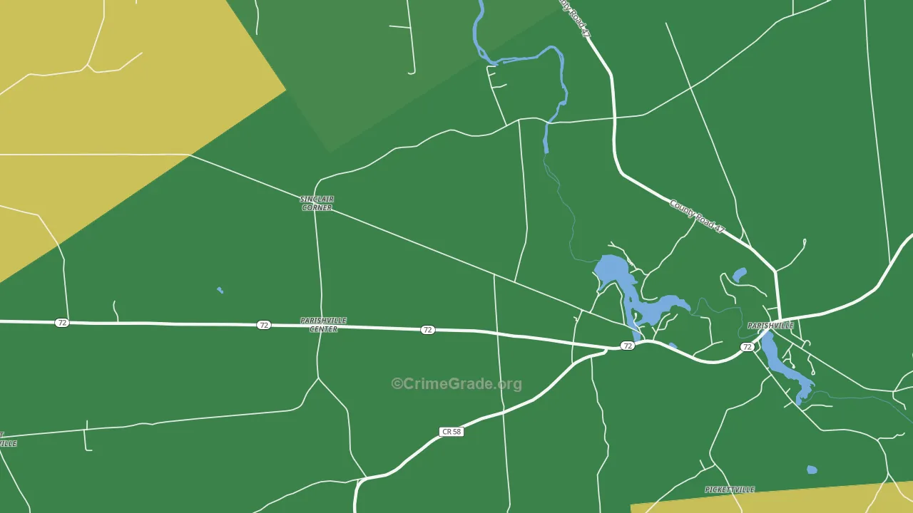 Parishville Center, NY Map of Vandalism Rates