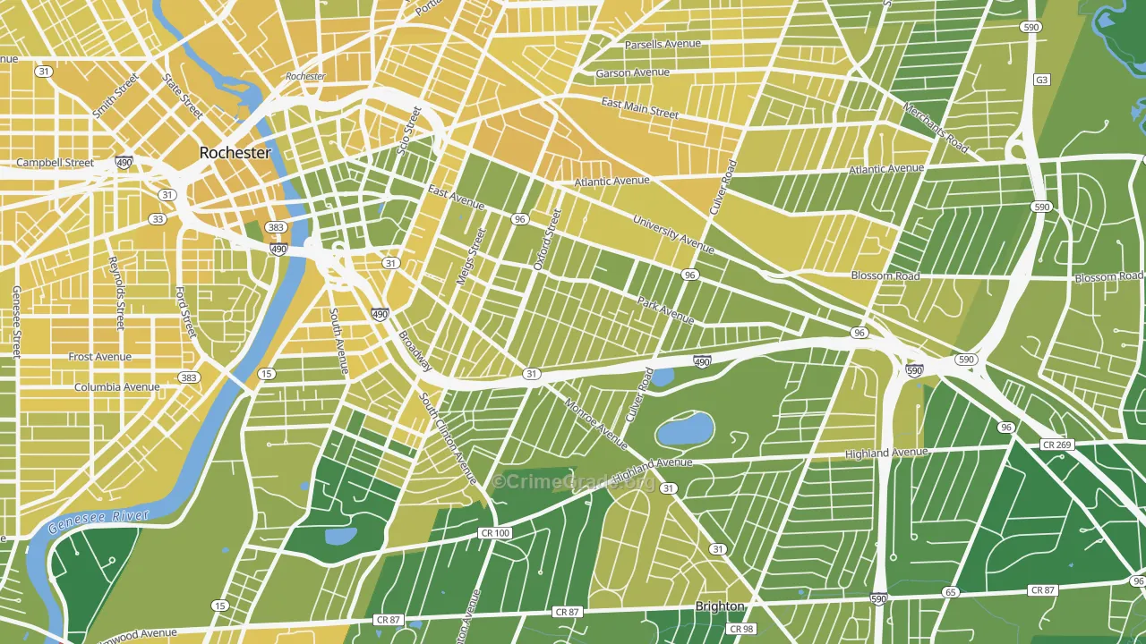 Park Avenue, Rochester, NY Map of Vandalism Rates