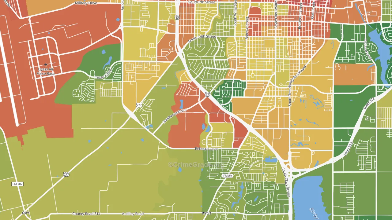 Park Central Area, Abilene, TX Map of Vandalism Rates