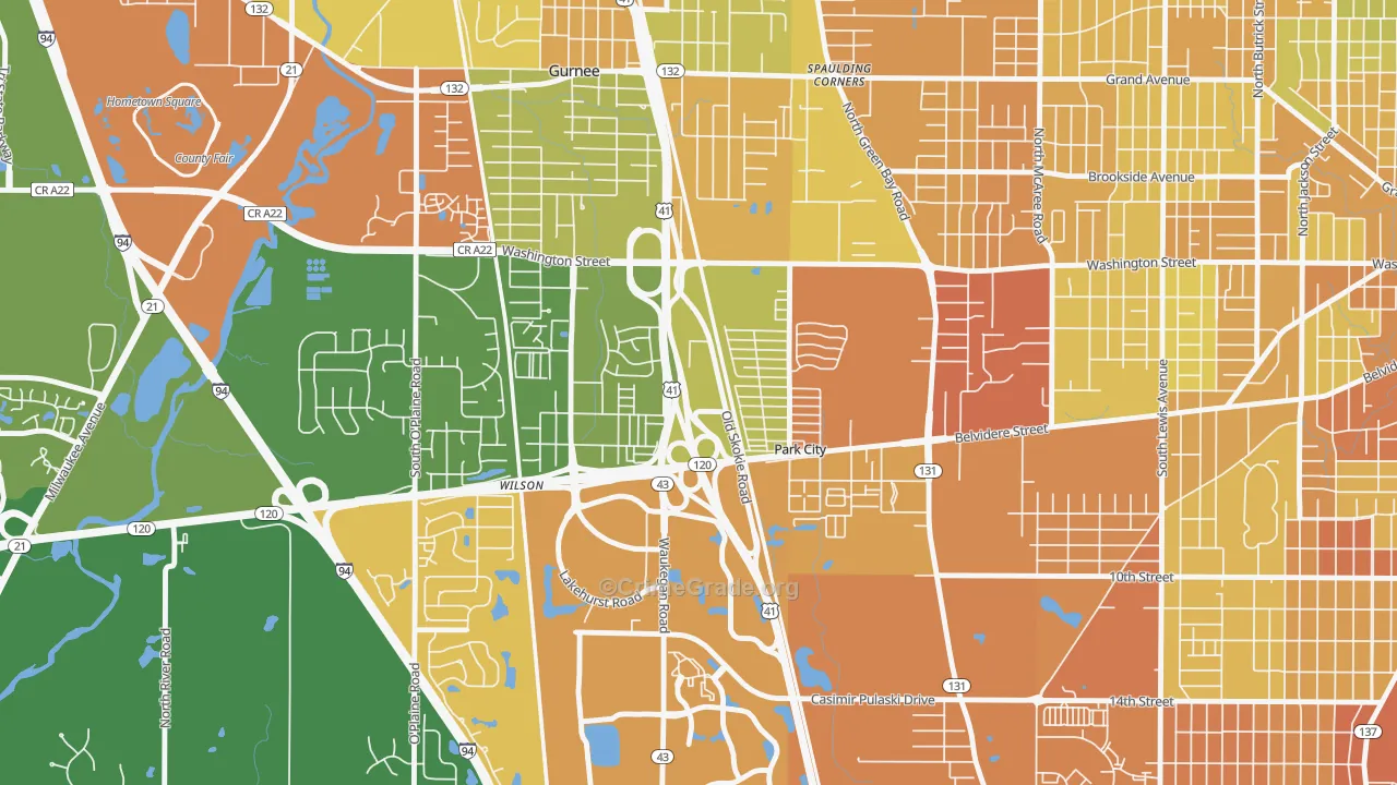 Park City, IL Map of Vandalism Rates
