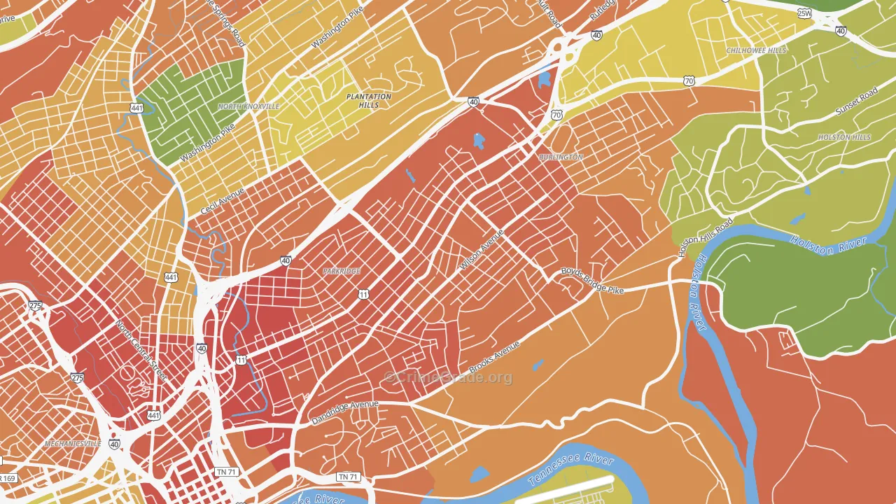 Park City, Knoxville, TN Map of Vandalism Rates