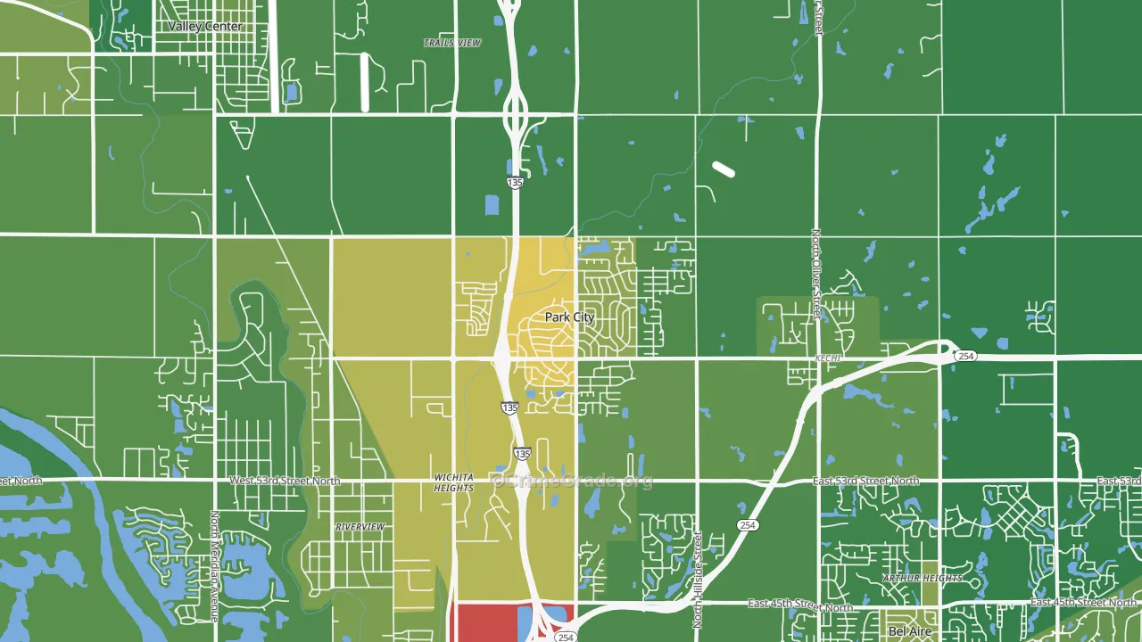 Park City, KS Map of Vandalism Rates
