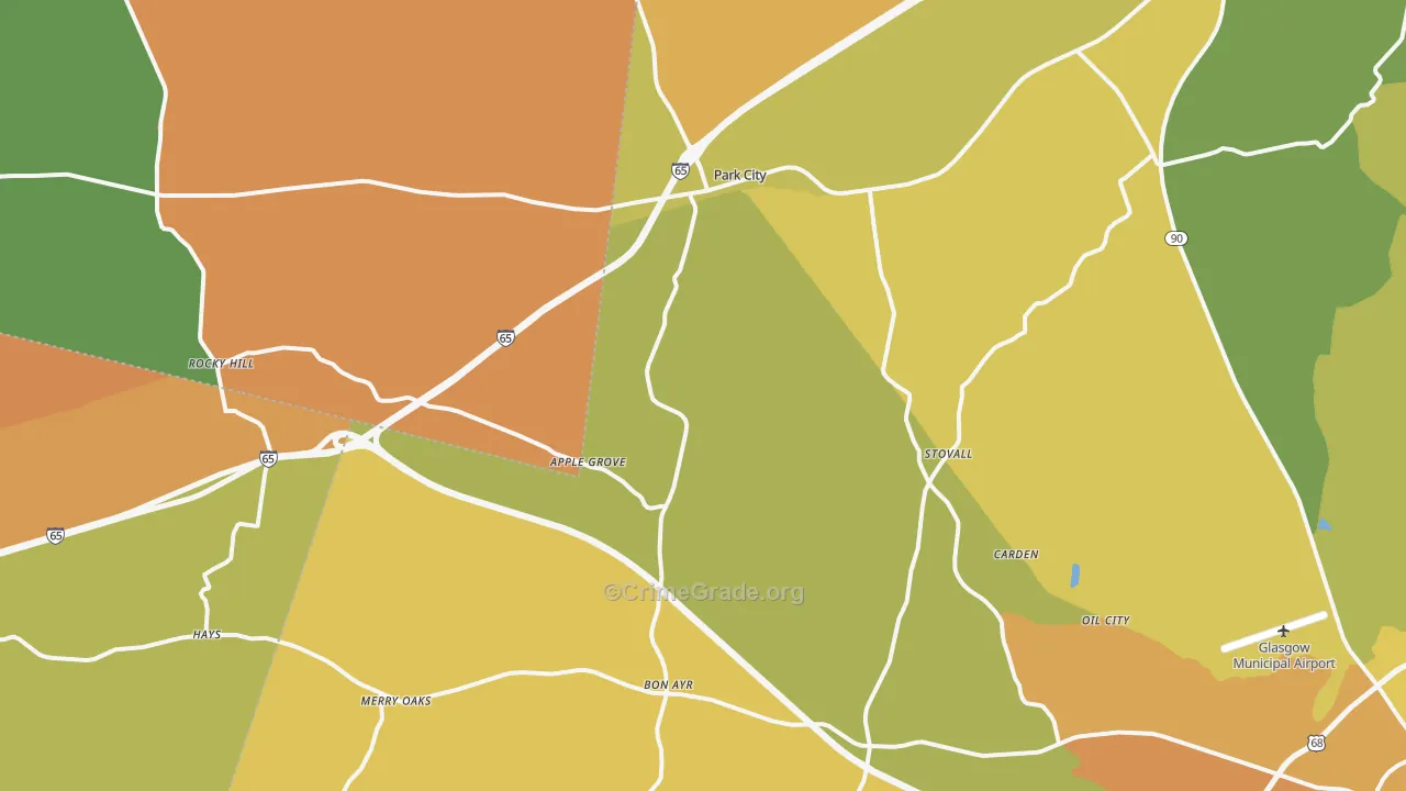 Park City, KY Map of Vandalism Rates