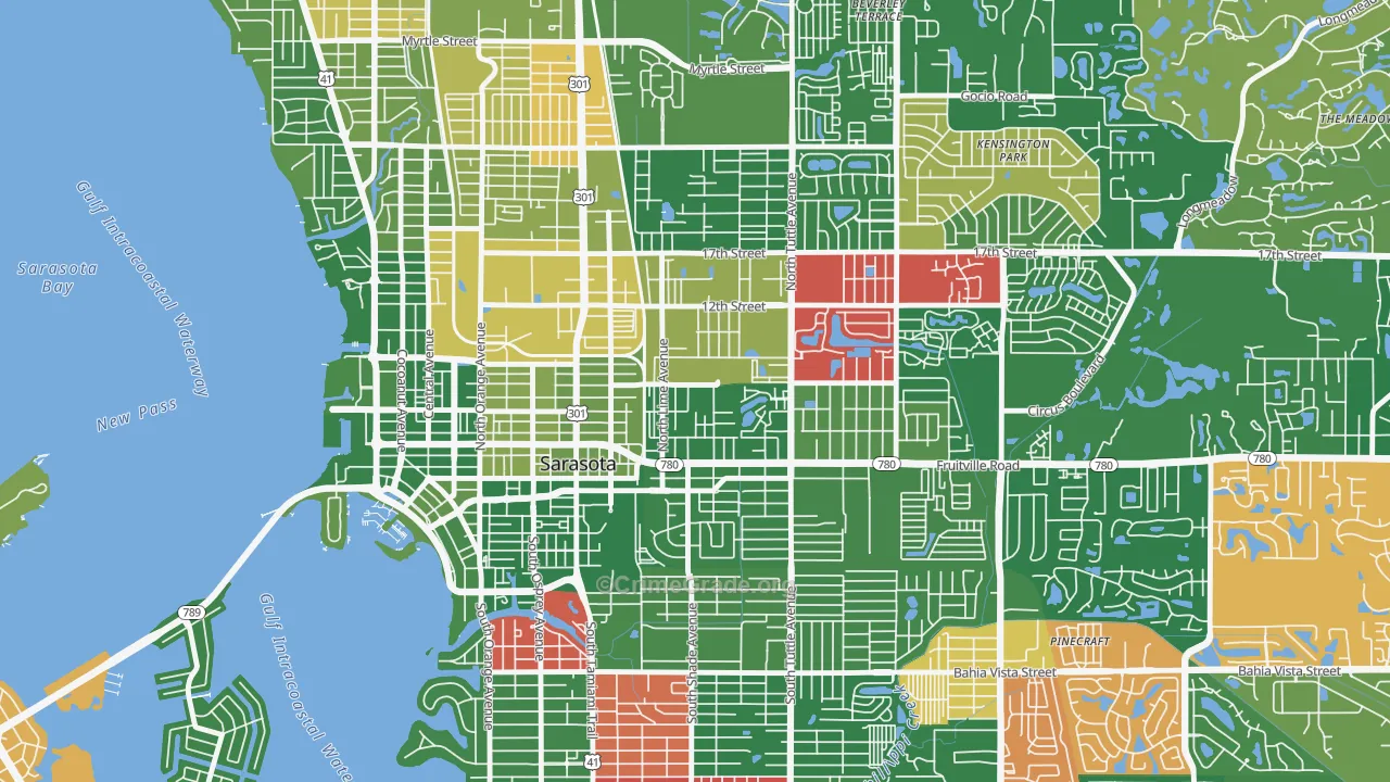 Park East, Sarasota, FL Map of Vandalism Rates