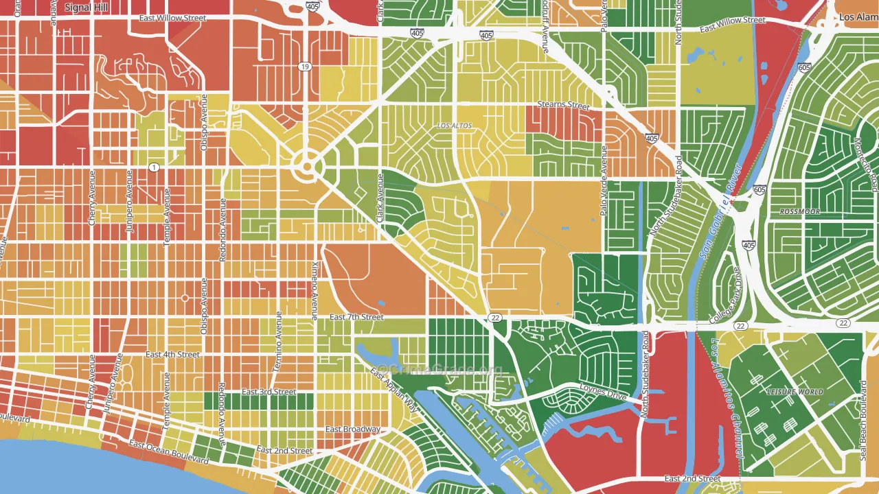 Park Estates, Long Beach, CA Map of Vandalism Rates