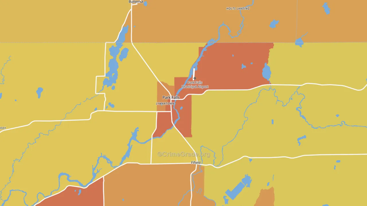 Park Falls, WI Map of Vandalism Rates